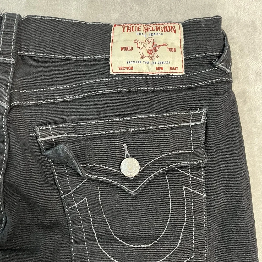 True Religion Ricky Relaxed Straight Jeans Men's 36x30 Black Denim Flap Pocket